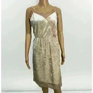 Madison & Berkeley Pearl Crushed Velour Velvet Lace Pocket Slip Dress Large Y2K